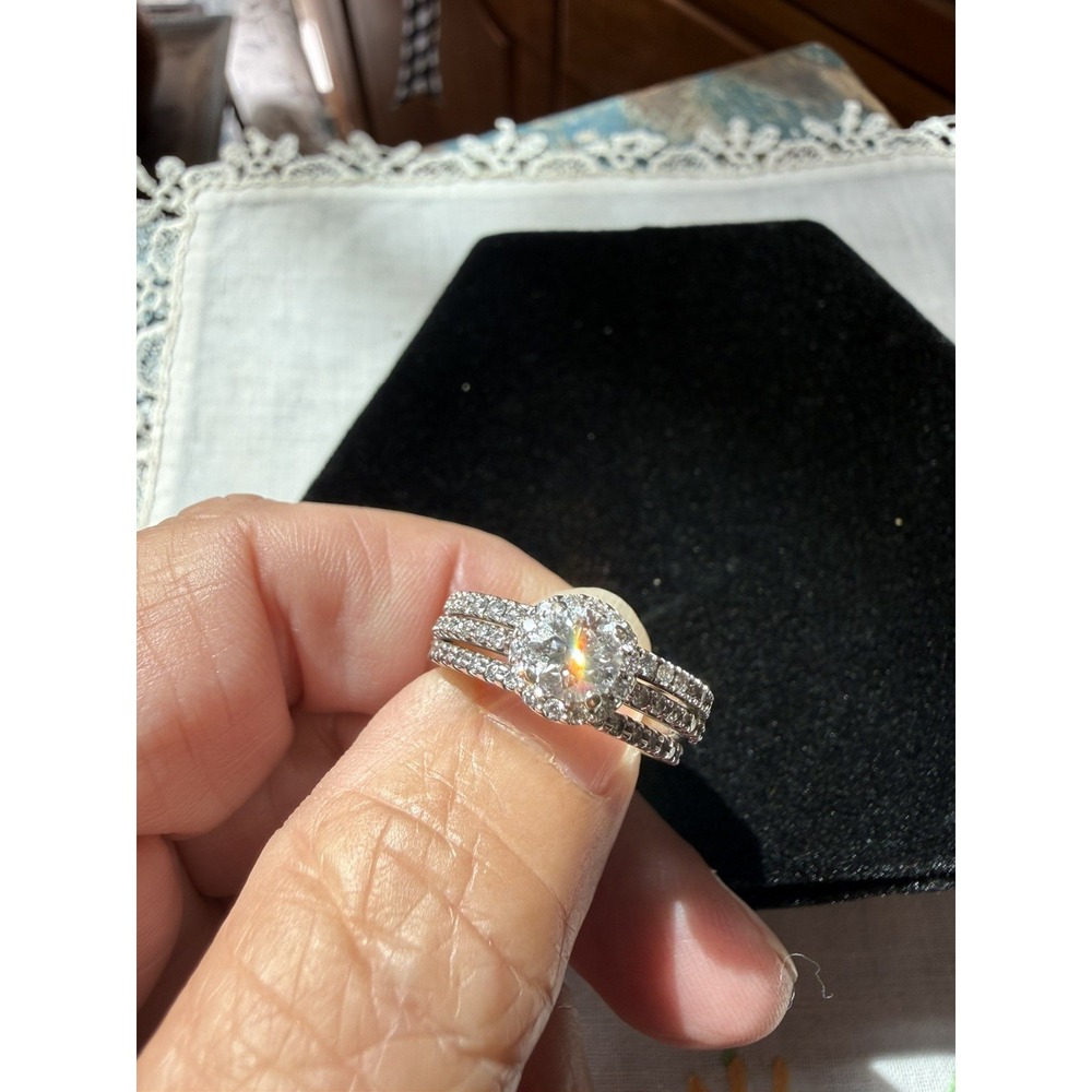 14K White Gold Lab Grown Diamond Bridal Ring Set 3 Pc .78 CTW E VS2 GSI